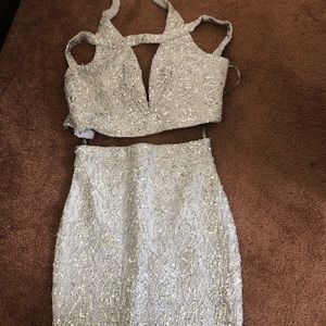 Two piece sparkly silver set
